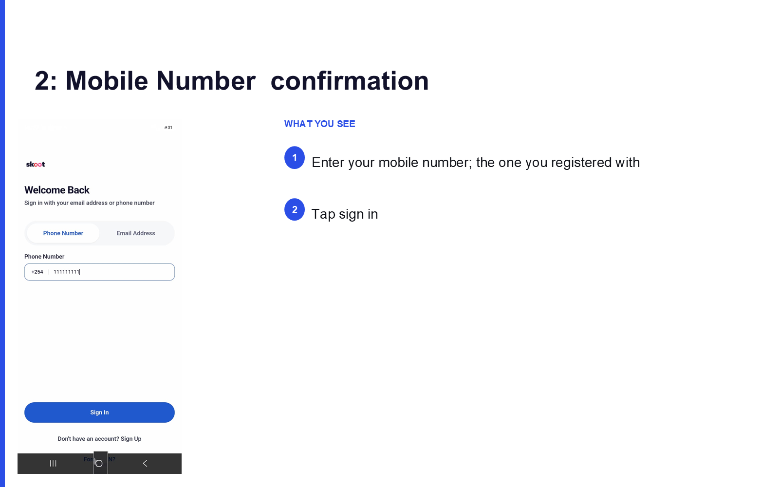 Mobile Number confirmation